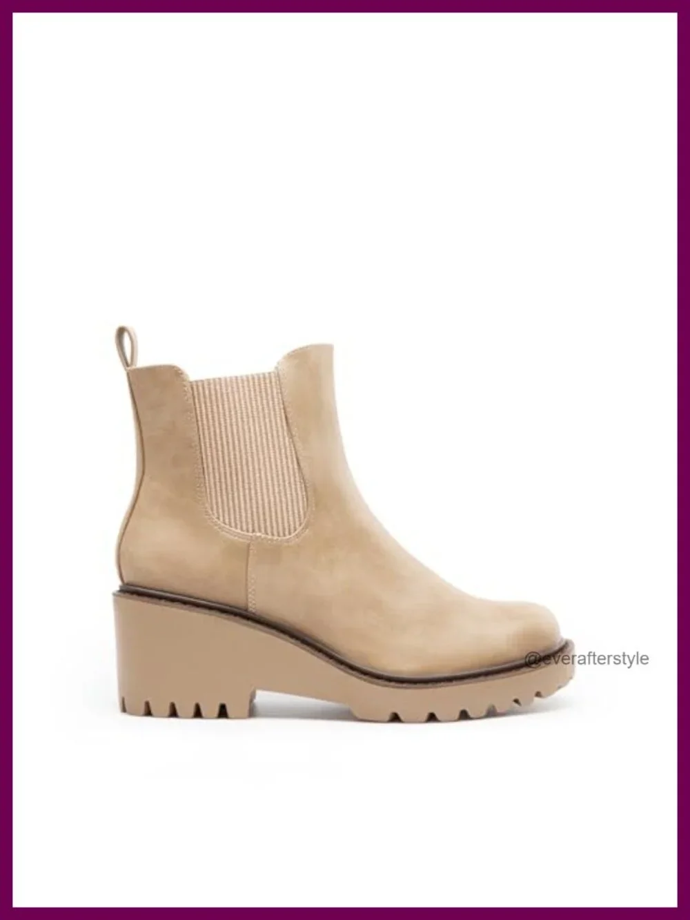 Faux Leather Chelsea Wedge Ankle Booties Platform Round Toe Slip On
